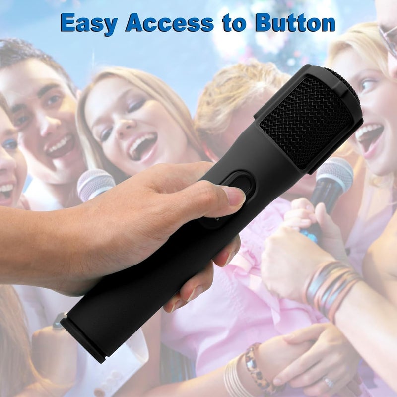 TXesign Silicone Case for JBL PartyBox Wireless Microphone Rechargeable Battery-2 Pack, Anti-Rolling Protective Case with Base Rod Mic Sleeves Microphone Stand for Disco Stage Party TV Show (Black) - Image 3